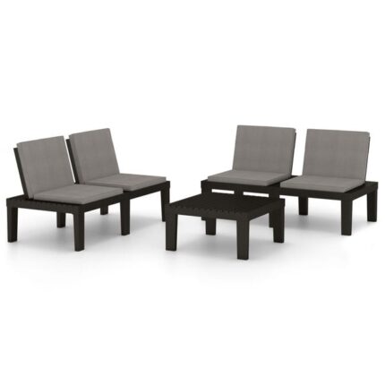 Salon de jardin 3 pcs | Mobilier d'Extérieur | Ensemble de Table et chaises avec coussins Plastique Gris686454