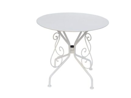 Table de jardin D.80 cm en métal façon fer forgé - Blanc - GUERMANTES de MYLIA