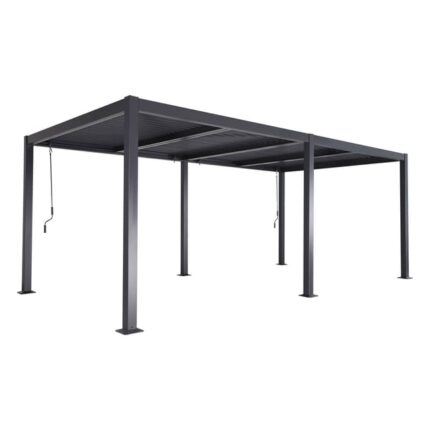 Pergola bioclimatique anthracite. aluminium et acier. 3x6m. lames orientables