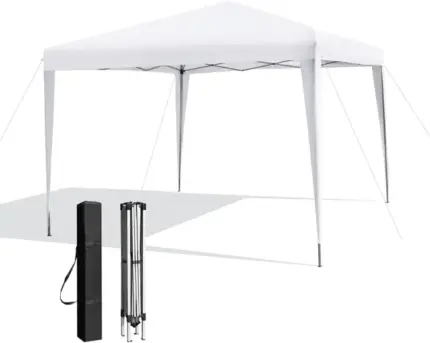 Tonnelle de Jardin Réglable en 3 Hauteurs 295X295 CM, Cadre Robuste en Métal, Tente Pliante de Jardin avec Sac de Rangement (Blanc)