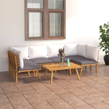 Salon de jardin 7 pcs avec coussins Bois d'acacia solide vidaXL