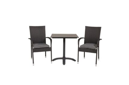 Colorado 70*70 Ensemble table et chaises de jardin, table 70x70cm et 2 chaises Anna noir.
