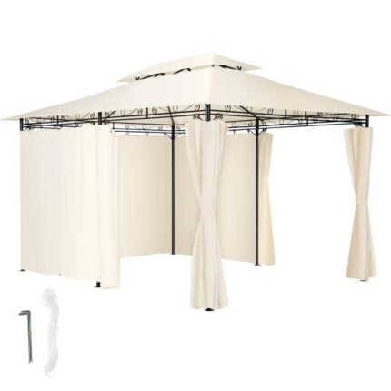 TECTAKE Pavillon de jardin 4 x 3 m Tissu déperlant