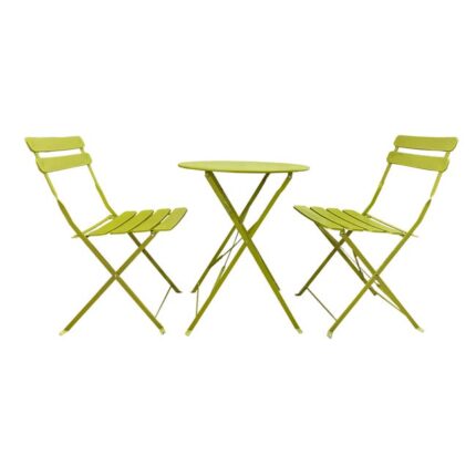 Rebecca Mobili Ensemble Table et 2 Chaises de Jardin en Acier Vert Peu Encombrant