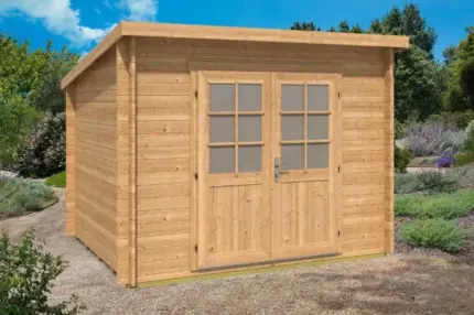 Abri de jardin toit monopente Maria Alpholz, 3x2.8m dim. ext. (cas échéant incl. débord de toit) imprégné, 28mm, 8,3m² superficie totale