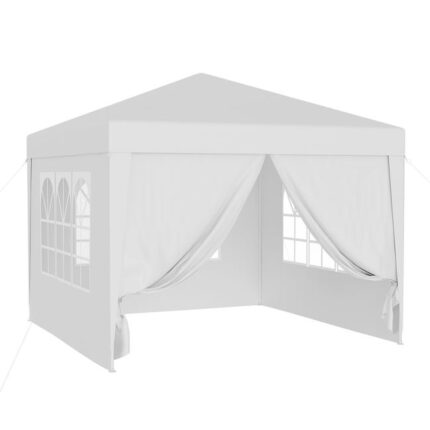 Tonnelle de jardin 3x3m Blanche avec panneaux latéraux amovibles Grandes fenêtres Tente Fête Camping