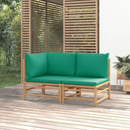 Salon de jardin 2 pcs avec coussins vert bambou vidaXL