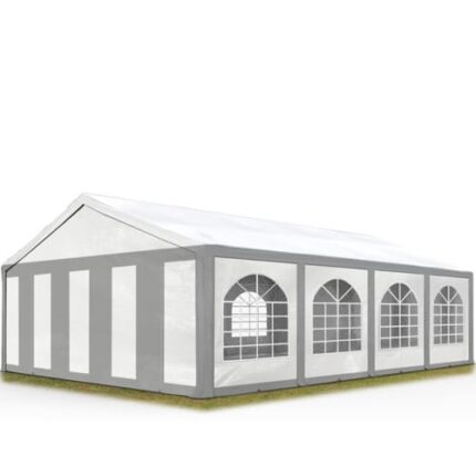 5x8 m tente de réception Barnum, PE 450, H. 2 m, gris-blanc