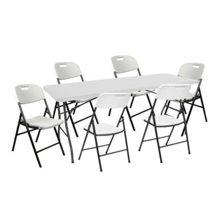 Ensemble Table Pliante 180cm et 6 Chaises avec Poignée Catering O91