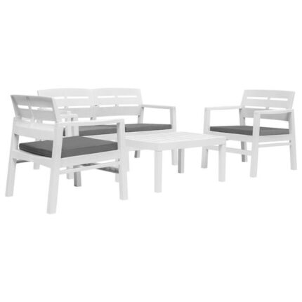 Salon de jardin 4 pcs plastique blanc vidaXL