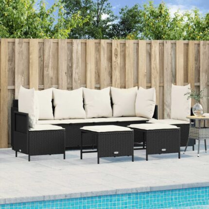 5 pcs Salon de jardin | Mobilier de jardin | Salon d'extérieur avec coussins noir résine tressée CFW38473