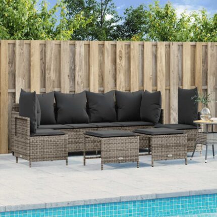 5 pcs Salon de jardin | Mobilier de jardin | Salon d'extérieur avec coussins gris résine tressée CFW76623
