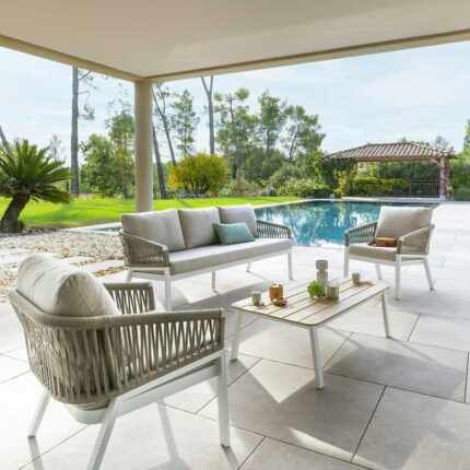 Salon de jardin aluminium finition taupe GRENADE