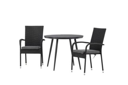 Break ensemble table et chaises de jardin, table 90x90cm, 2 chaises Anna, noir,noir.