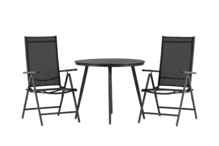 Break ensemble table et chaises de jardin, table 90x90cm, 2 chaises Break, noir,noir.