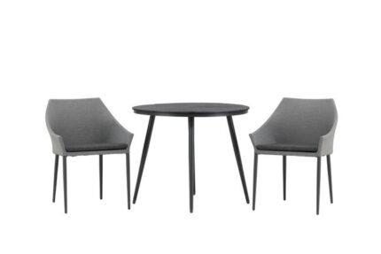 Break ensemble table et chaises de jardin, table 90x90cm, 2 chaises Spoga, noir,gris.