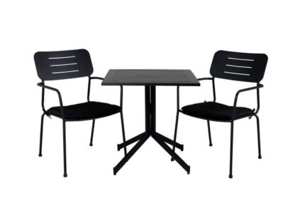 Way Ensemble table et chaises de jardin, table 70x70cm et 2 chaises Nicke, noir.