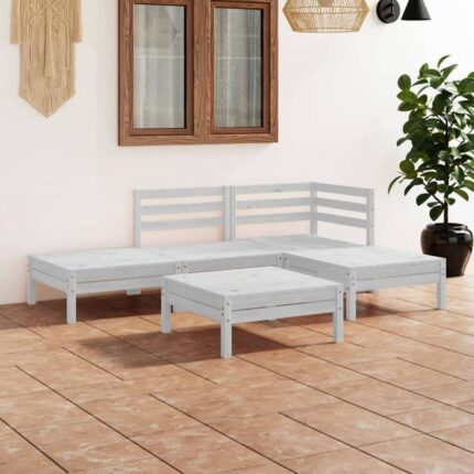 Salon de jardin 5 pcs Bois de pin massif Blanc vidaXL