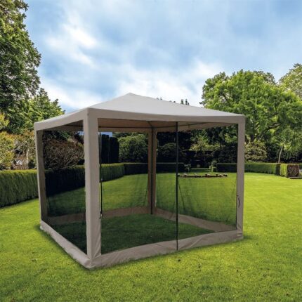 Structure métallique de gazebo carrée de 3x3 m avec quatre moustiquaires Dakar