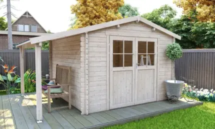 Abri de jardin TOUSCHALETS MARMANDE 9 APPENTIS bois brut 393x280cm ép 28mm