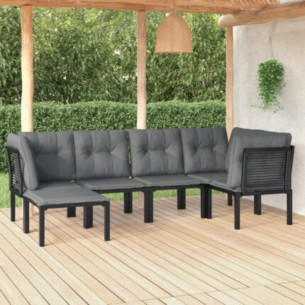 Salon de jardin 6 pcs noir et gris résine tressée vidaXL