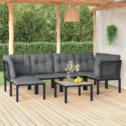 Salon de jardin 7 pcs noir et gris résine tressée vidaXL