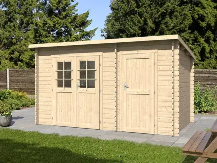 Abri de jardin en bois mono pente de 12,6m² et 2 espaces