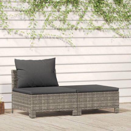Salon de jardin 2 pcs avec coussins Gris Résine tressée vidaXL