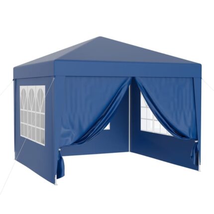 Tonnelle de jardin 3x3m Bleue avec panneaux latéraux amovibles Grandes fenêtres Tente Fête Camping