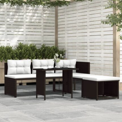 Salon de jardin 4 pcs Résine tressée Marron vidaXL