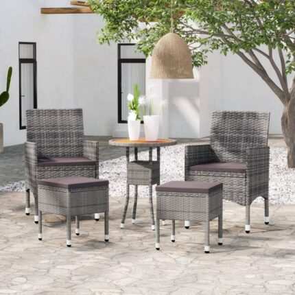 Salon de jardin 5 pcs Résine tressée Gris vidaXL