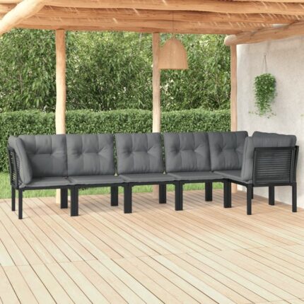 Salon de jardin 6 pcs noir et gris résine tressée vidaXL