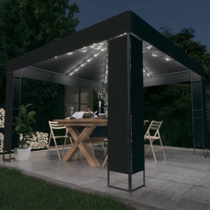 Tonnelle avec double toit et lumières LED 3x3 m Anthracite vidaXL
