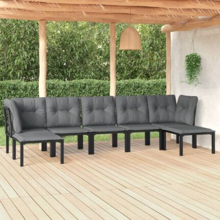 Salon de jardin 7 pcs noir et gris résine tressée vidaXL