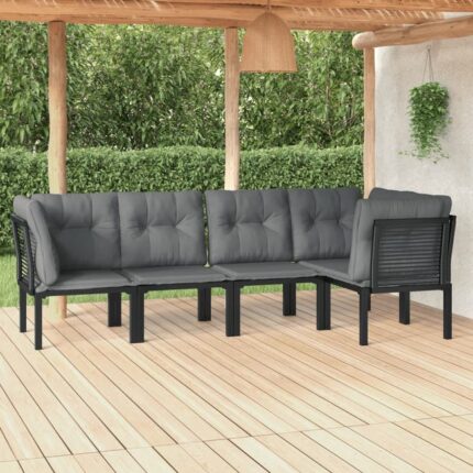 Salon de jardin 5 pcs noir et gris résine tressée vidaXL