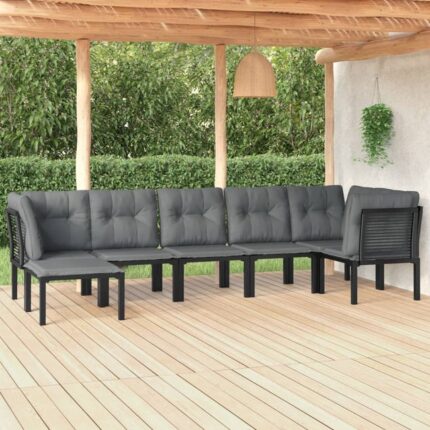 Salon de jardin 7 pcs noir et gris résine tressée vidaXL