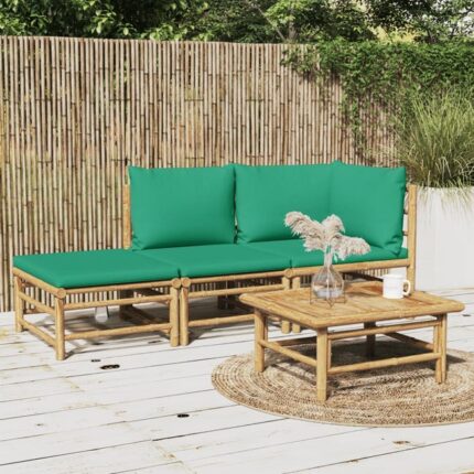 Salon de jardin 3 pcs avec coussins vert bambou vidaXL