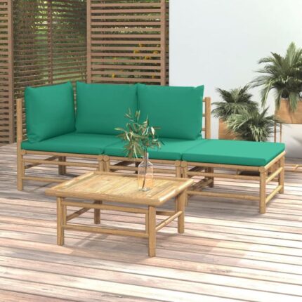 Salon de jardin 4 pcs avec coussins vert bambou vidaXL