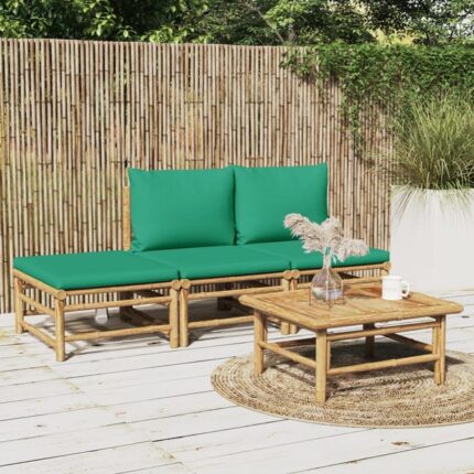 Salon de jardin 4 pcs avec coussins vert bambou vidaXL