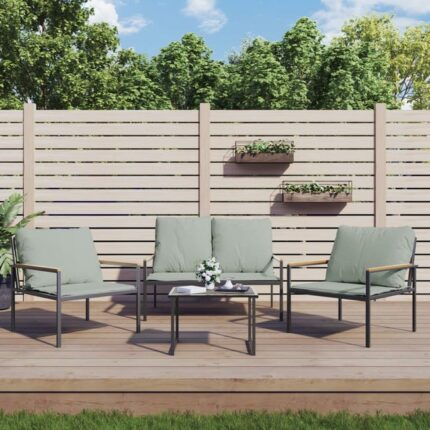 Salon de jardin avec coussins 3 pcs anthracite acier vidaXL
