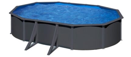 Piscine hors-sol, acier GRE, ovale, L.5 x l.5 x H.1.2 m