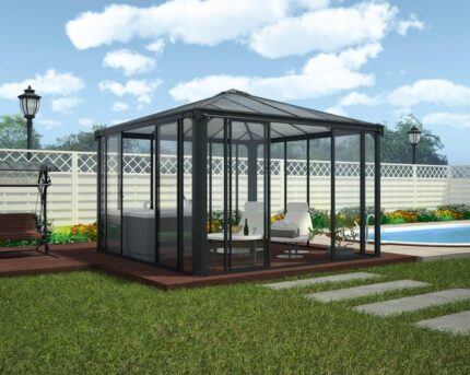 Tonnelle fermée et Abris SPA PALRAM LEDRO 3000, 8.7 m², alu et polycarbonate