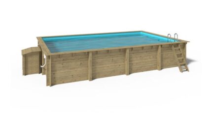 Piscine de jardin en bois - 7,20x4,20 x H.1,45 m - avec filtration et coffre de filtration - BAS758OSP+SZA6 - ALTANKA
