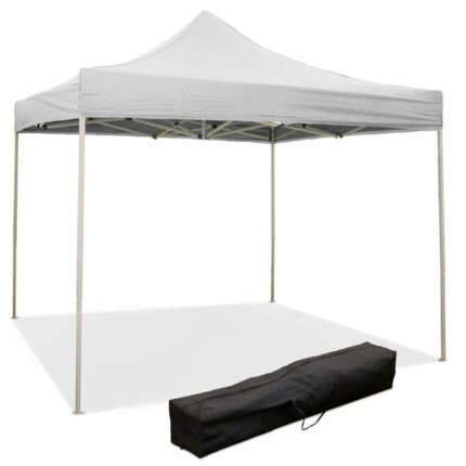 Gazébo pliant pliant 3 X 3 Blanc recouvert de PVC imperméable