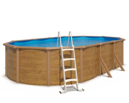 Piscine hors sol acier ovale 6,10 x 3,65 x 1,20 m aspect bois CANYON