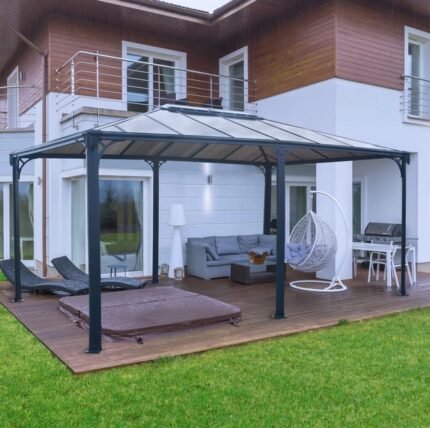 Tonnelle autoportante ouverte MARTINIQUE 5000, alu et polycarbonate, PALRAM