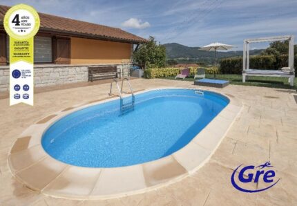 Piscine ovale enterrée 5,00m x 3,00m x H: 1,50m - Filtration à sable