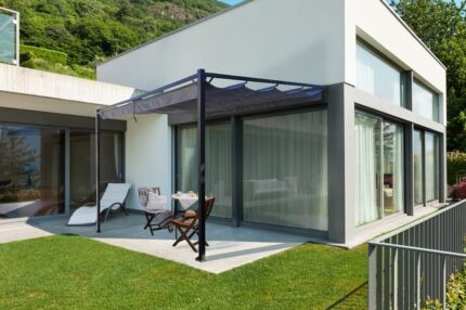 Pergola/Tonnelle adossée NOOSA 4x3 m Gris clair