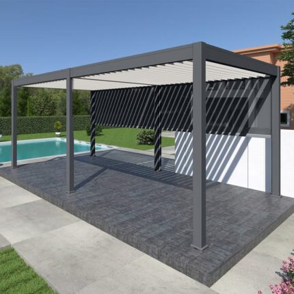 Pergola bioclimatique Ombréa autoportante 3x6M - Anthracite/blanc - ELMO