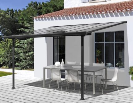 Pergola pour terrasse ou balcon HABRITA Tt 3030 al aluminium gris anthracite